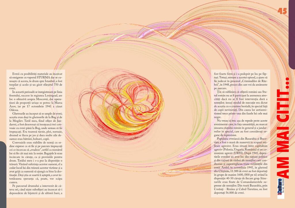 ALTCULTURE MAGAZINE ||| 62 ||| 10/2022 ||| REFUGII, TRENURI, DESTINE
De Otilia Zoe Brottea Mihăescu